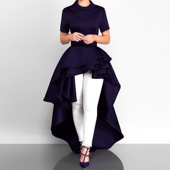 Misstook Tops - NWT Misstook Rianne Ruffle Tunic- Navy